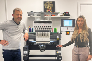 Annette Sucharewycz with Andrew Stocks 1200x800 1 Stocks appoints new sales manager for industrial embroidery machinery and software