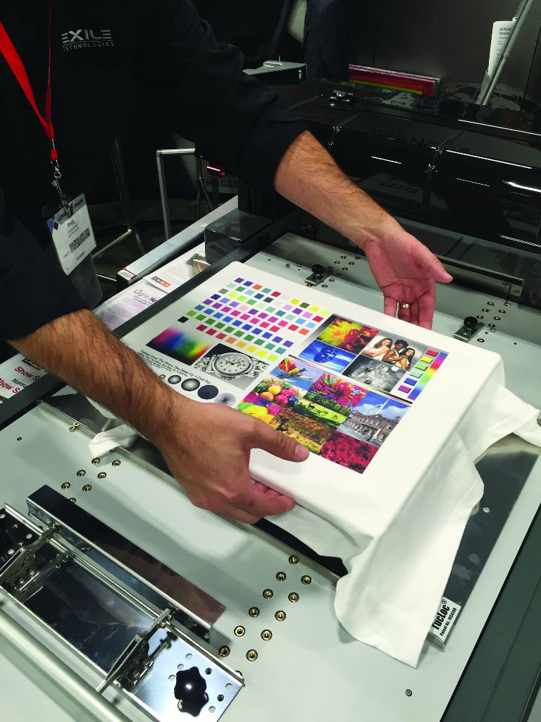 FREEStyler setting up for t shirt printing live at the NBM show Breaking the mould in 2017