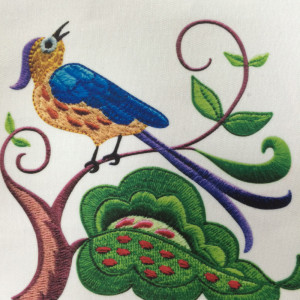 The embroidery-look transfer print