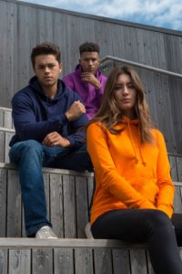 JH001 OXFORD NAVY AND MAGENTA MAGIC JH001F ORANGE CRUSH LS 1 Personalised garments for students