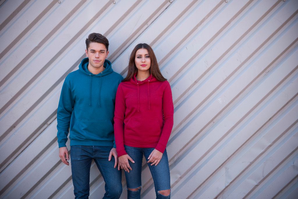 JH001 DEEP SEA BLUE AND JH001F RED HOT CHILLI Top sweats and stylish backpacks