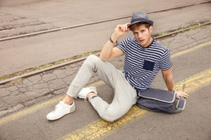 James Nicholson Men´s T shirt Striped navy white LIFESTYLE Expanded organic cotton line