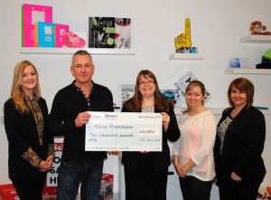 L-R: Jodie Amos and Steve Anderson from Keepme Bags, and Angela Wagstaff, Lauren Harris and Ann Morton from Allwag Promotions