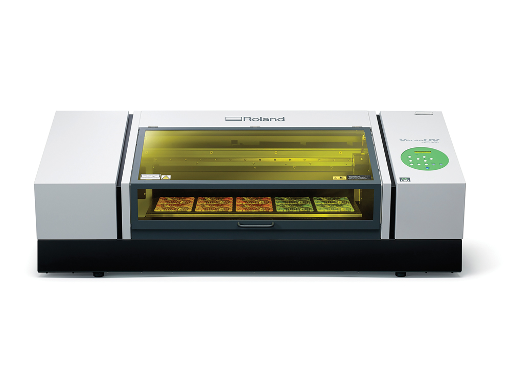LEF 300 front sample print web Roland adds new model to its series of UV-LED flatbed inkjet printers