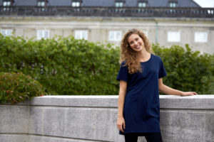 O81020 Ladies Long Length T shirt Navy A feminine twist to sustainable clothing