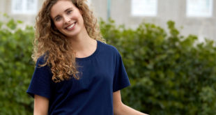 O81020 Ladies Long Length T shirt Navy e1556703510213 A feminine twist to sustainable clothing