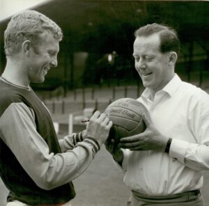 Pic 1 Peter Spall with Bobby Moore Launch of the Spall Ball It all started with a football