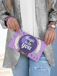 Pic 2 mockup of a stylish woman holding a pouch 29968 Accessorise with sublimated tote bags