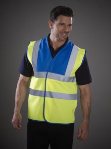 YK102 HVW100 2 Tone Royal on Yellow Model Shot Ensure your workforce is seen