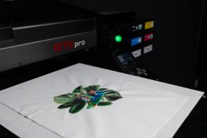pic 2 DTE Frog Printed on Platen Bringing embroidery to the digital age