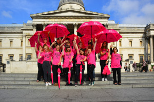 The students from Brunel University on the steps of The National Gallery