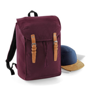 quadra qd615 burgundy prop 1 A practical vintage-look rucksack, perfectly styled for students